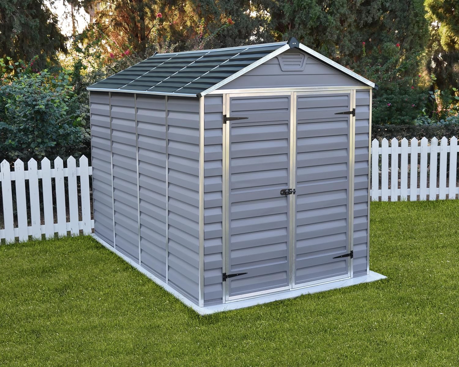 Canopia by Palram Gerätehaus Garten Skylight 6x10 Geräteschuppen Metall 185 x 304 cm Anthrazit Polycarbonatplatten rostbeständig UV-Schutz