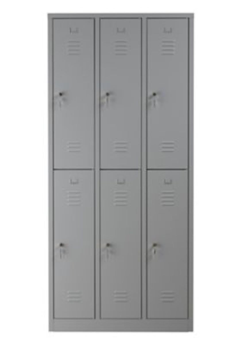 PROREGAL Garderobekast Camel 6 Compartimenten HxBxD 195 x 90 x 50 cm Cilinderslot Grijs