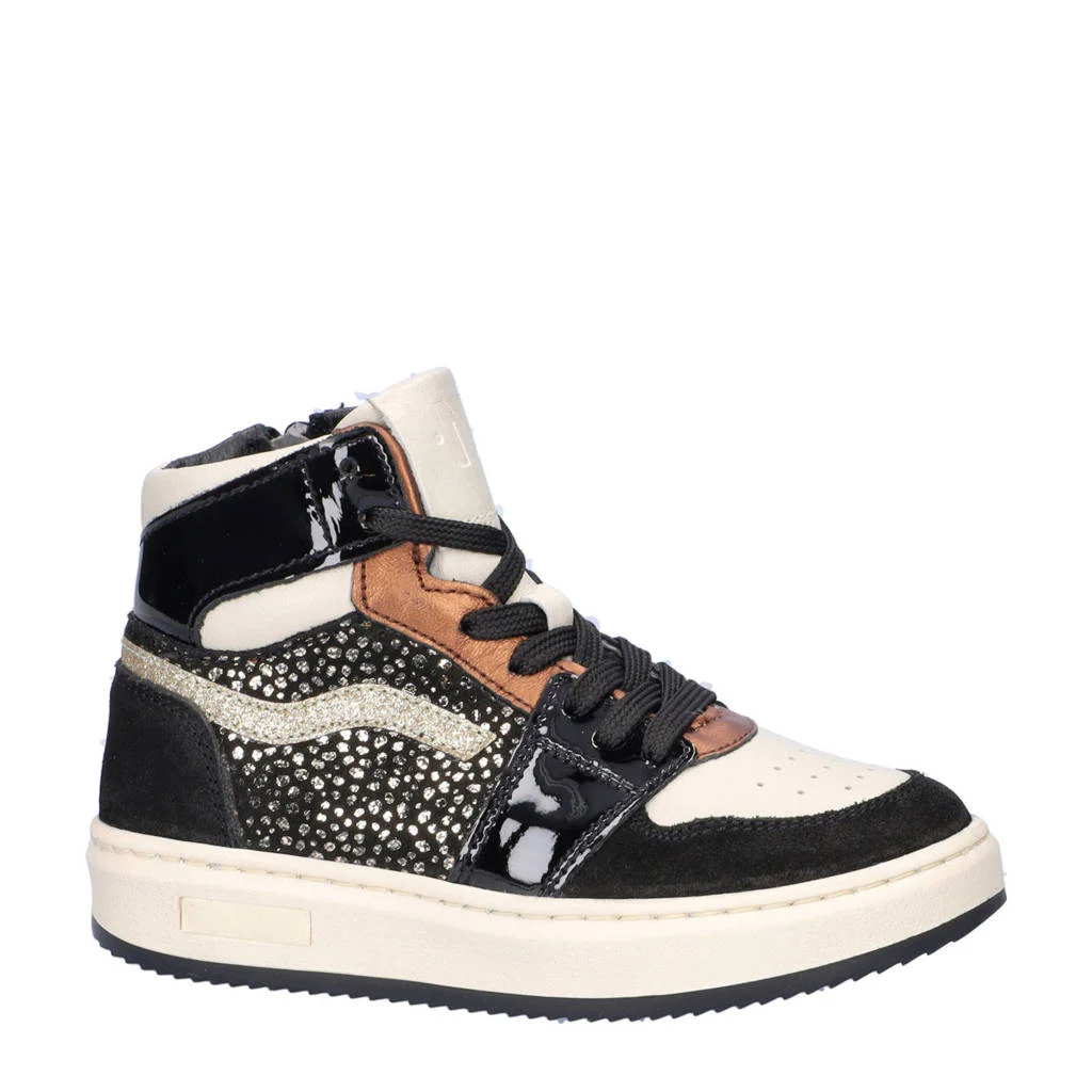 Nelson Kids leren sneakers zwart multi