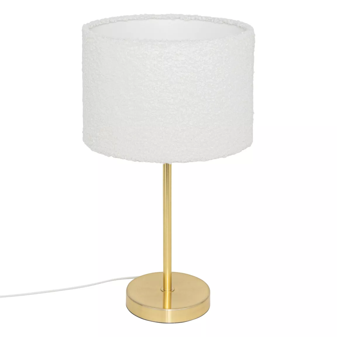 Lampe à poser bouclette et métal (H49 cm) Tina Blanc et or