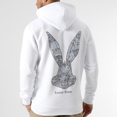 Sweat Capuche Milano Strass Bugs Blanc