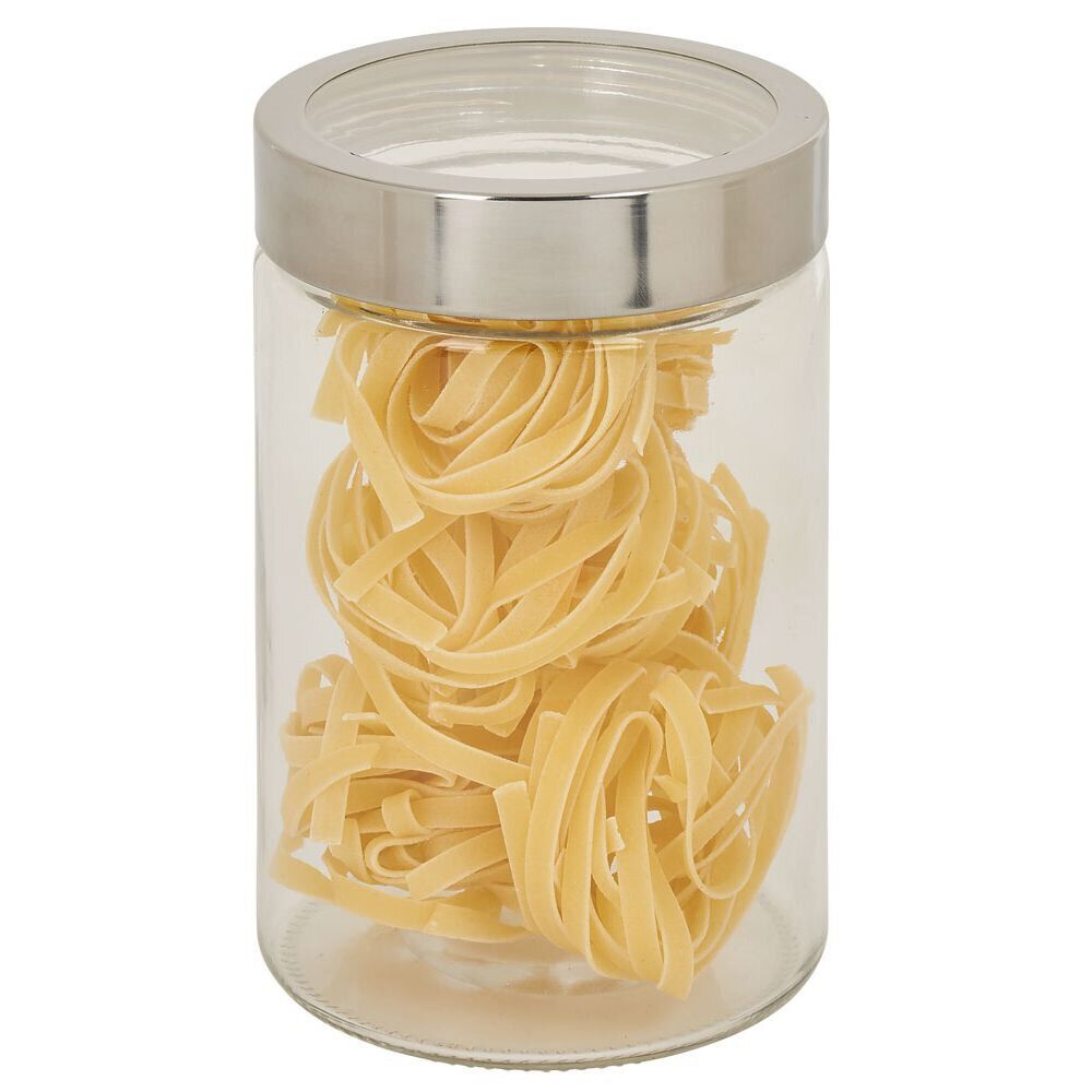 Bocal en verre transparent couvercle inox 1,2L - Ø11xH.17cm