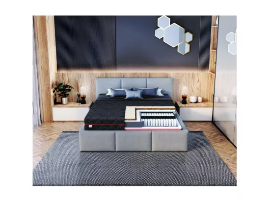 Matelas BLACKLUX - Mémoire de Forme - Latex - Ressort ensaché - Epaisseur 22 cm 180 x 200 cm cm