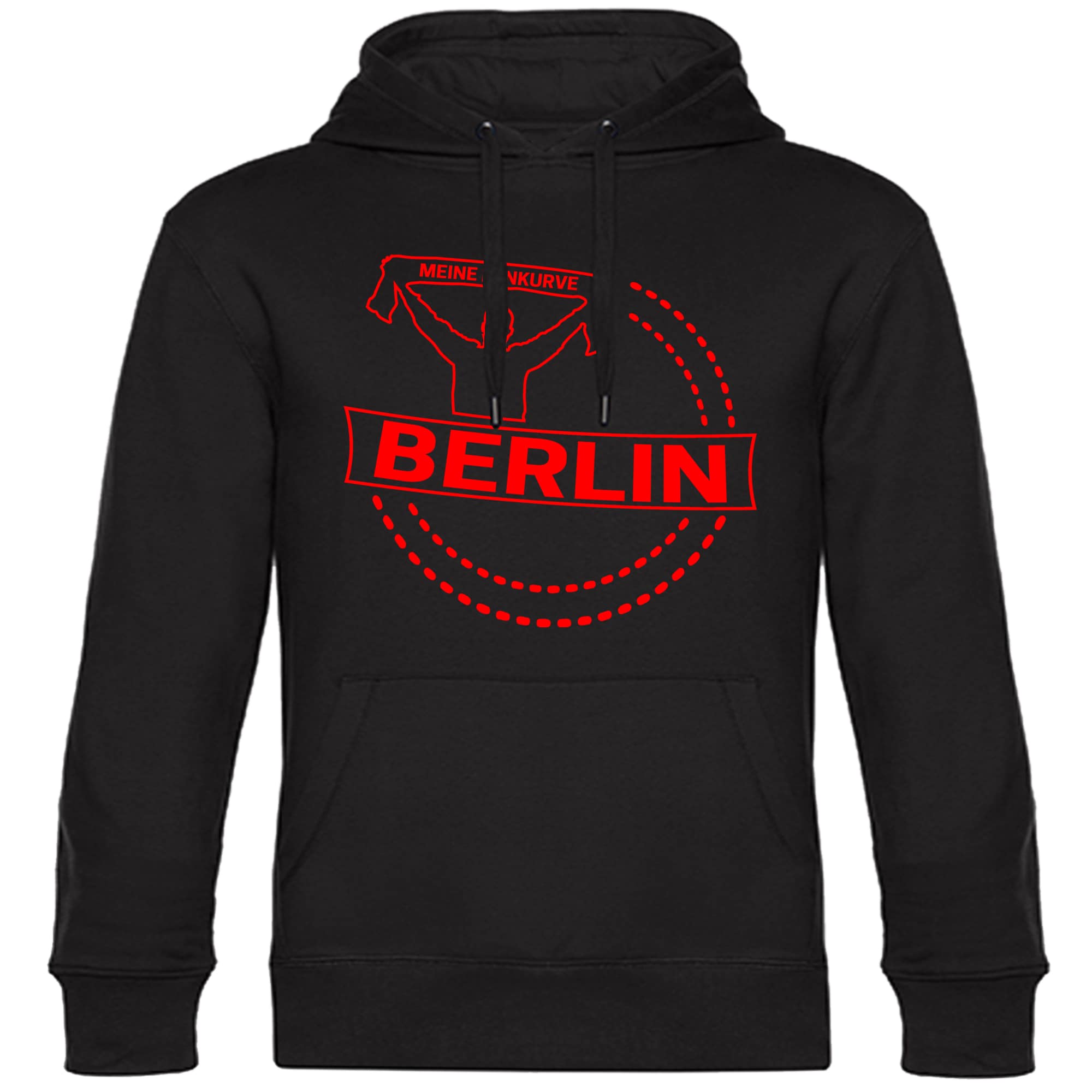 multifanshop® Kapuzen Sweatshirt - Berlin rot - Meine Fankurve - Druck rot