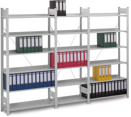 Archiefkast PROREGAL, insteeksysteem, T-profiel, basiselement, HxBxD 175 x 100 x 30 cm, 5 legborden, legbordbelasting 60 kg, eenzijdig toegankelijk, lichtgrijs