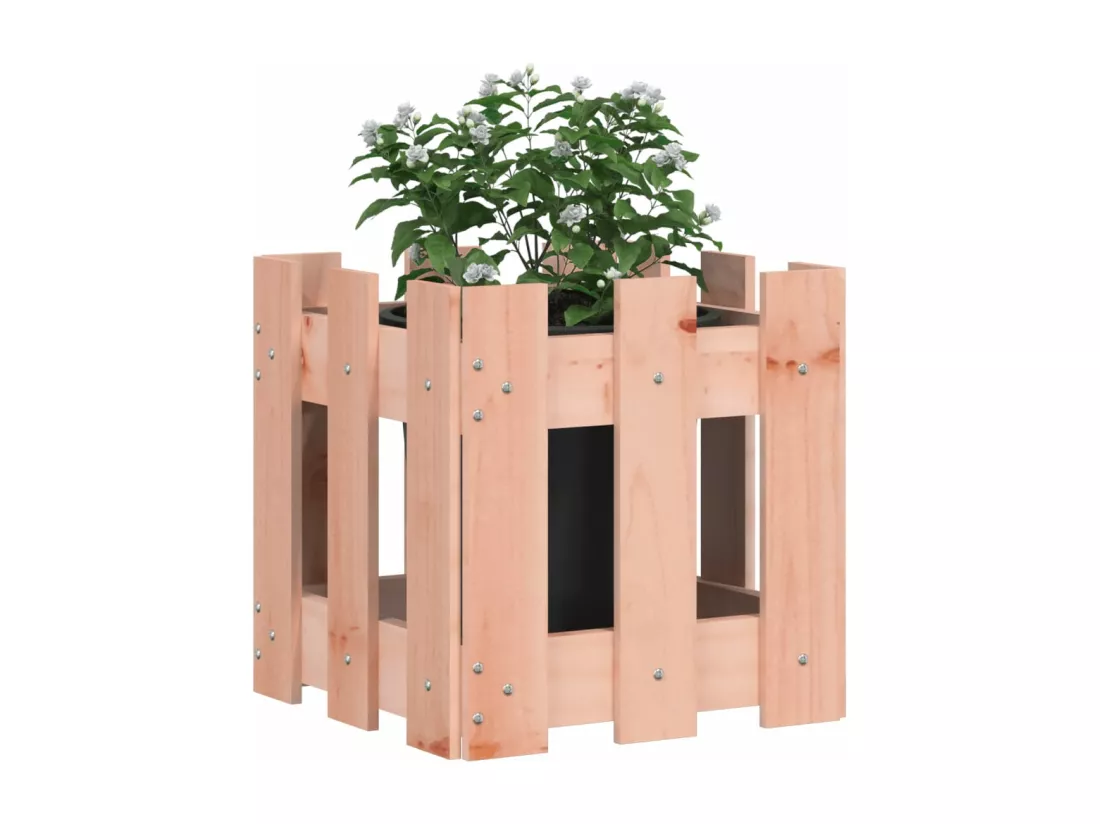 Jardinière avec design de clôture 30x30x30 cm Douglas massif