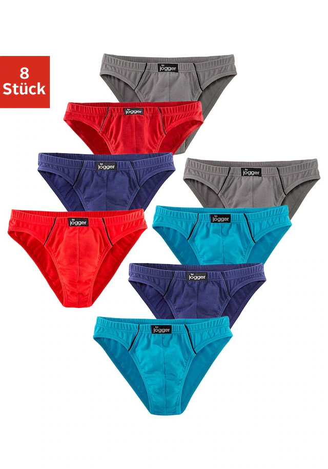 le jogger® Slip »Minislip«, 8 Stk. , knappe Form, schöne Farben mit kontrastfarbenen Pipings