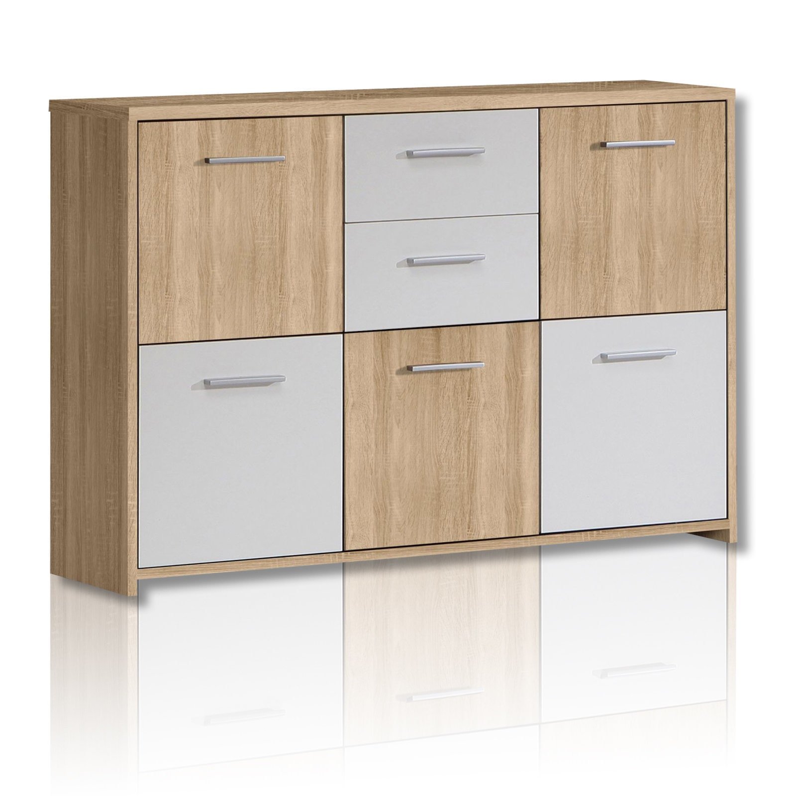 Kommode - Sonoma Eiche-weiß - 114 cm breit
