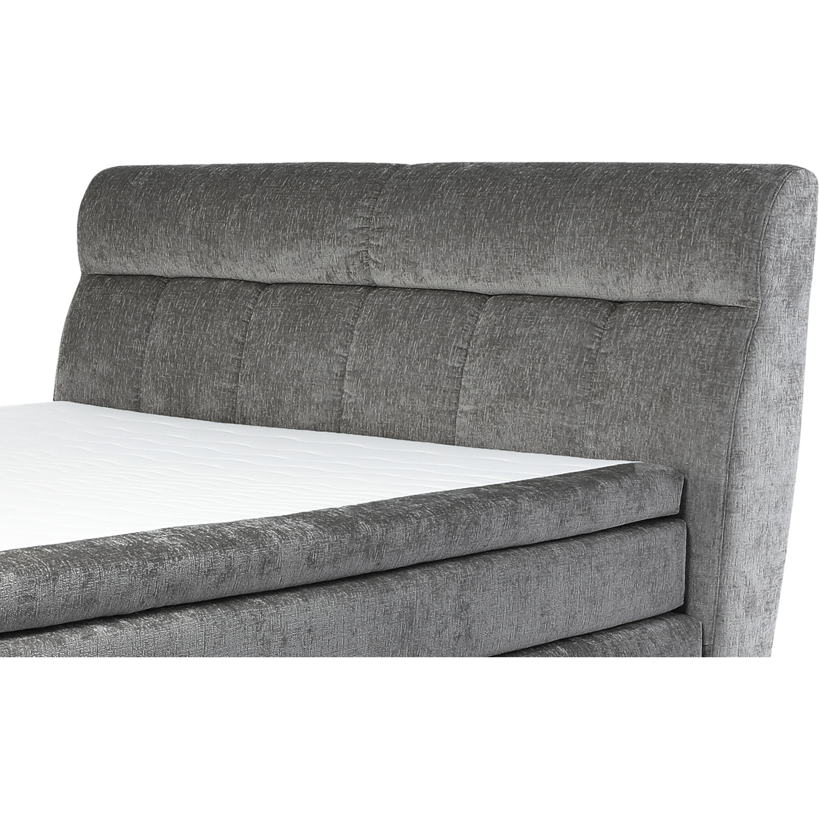 Boxspringbett Queen Max Stoff Chenille 180 x 200 cm, mit Bettkasten grau