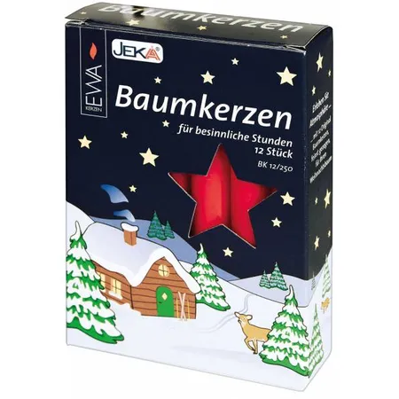 JEKA - Ebersbacher Kerzen 12er Baumkerzen, rot 1,5 x 1,5 x 12,5 cm