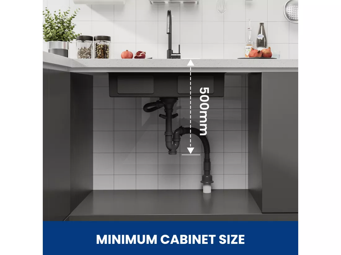 Cecipa MAX Évier Cuisine 1 Bac 70×44×21CM Évier à Encastrer Noir avec Egouttoir et Vasque