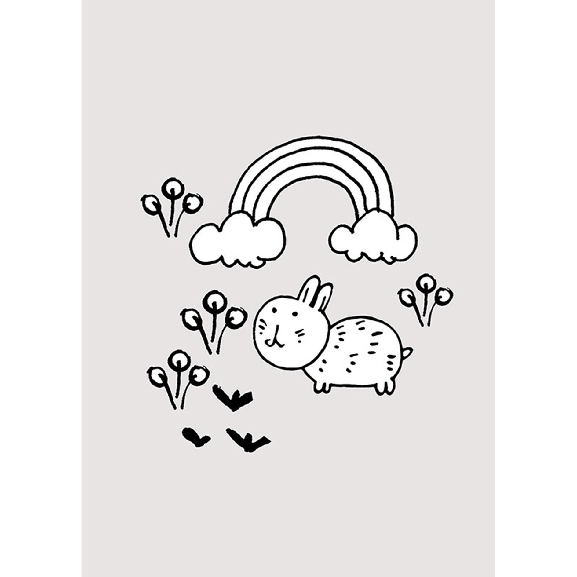 Wandbild SCRIBBLE BUNNY - schwarz-weiß - 50x70 cm