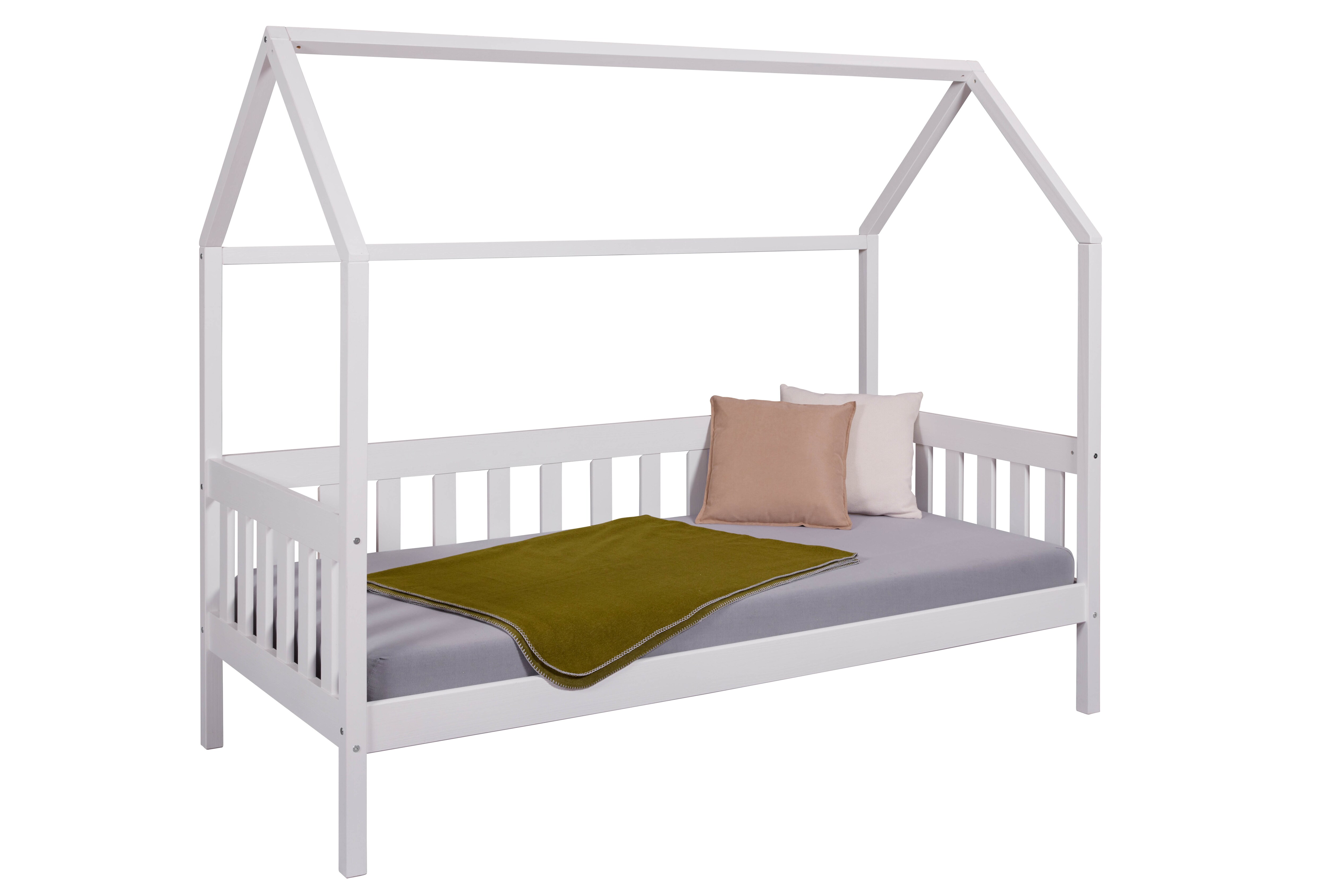 Inter Link Kinderbett Funky Hausbett 90 x 200 cm Kiefer Massivholz Weiss