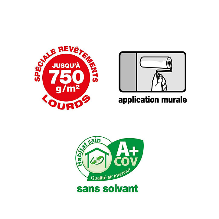 Colle pour revêtements lisses de rénovations lourds (jusqu'à 750g/m²) Quelyd pâte 10kg