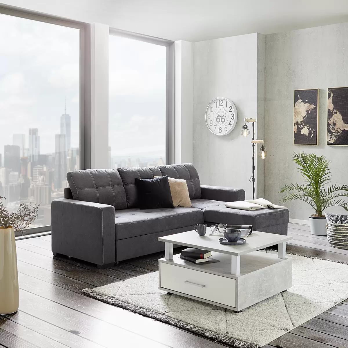 Ecksofa Mediolan 142 x 200 Anthrazit