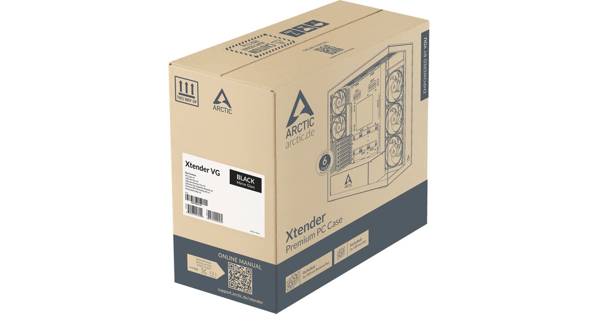 ARCTICXtender VG midi tower behuizing  (Zwart | 2x USB-A | 1x USB-C | RGB | Tempered Glass)