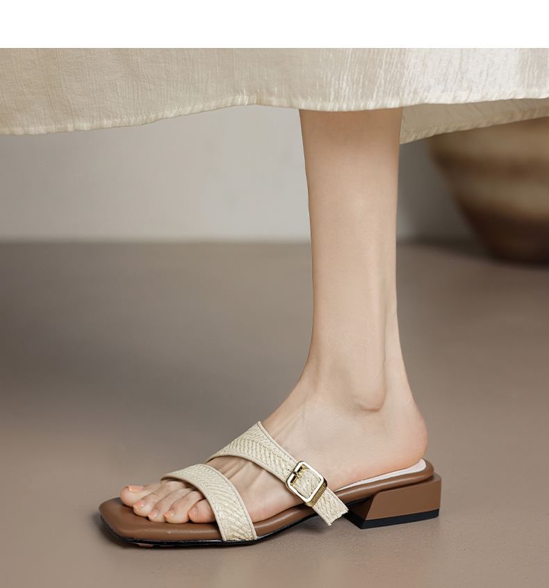 Karlao - Sandalen met lage hak en vierkante neus en geweven bandjes