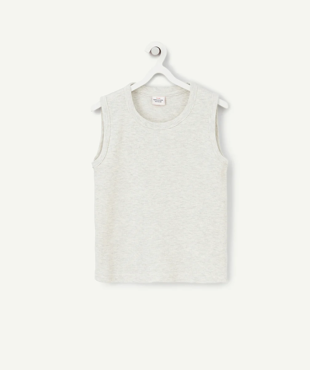 T-SHIRT SANS MANCHES GARÇON EN COTON BIO GRIS CHINÉ