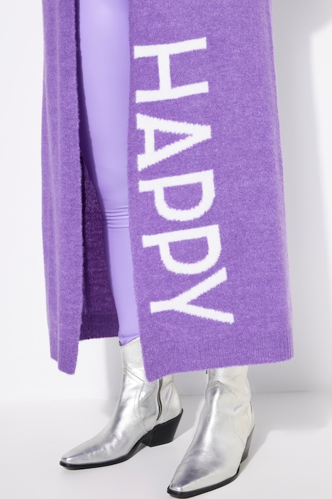 Long-Strickjacke, Straight Fit, HAPPY-Statements