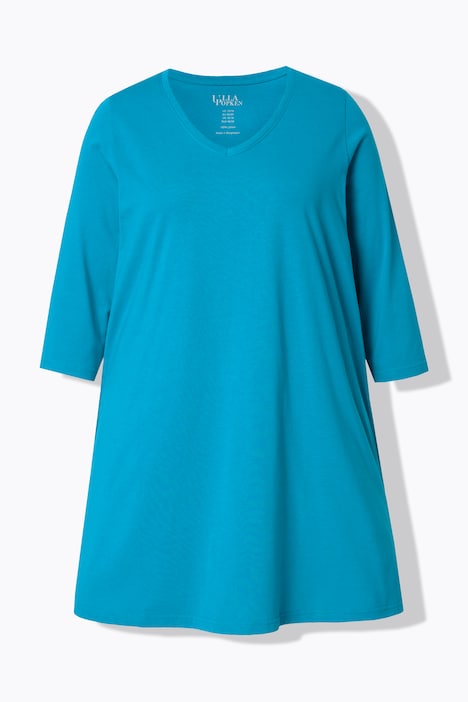 Longshirt, A-Linie, V-Ausschnitt, 3/4-Arm