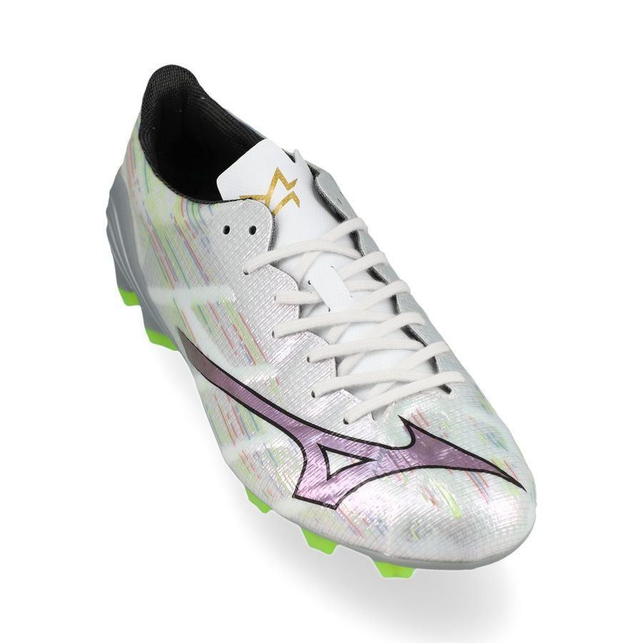 Mizuno Alpha II Pro FG/AG - Blanc/Silver Iridescent/Noir