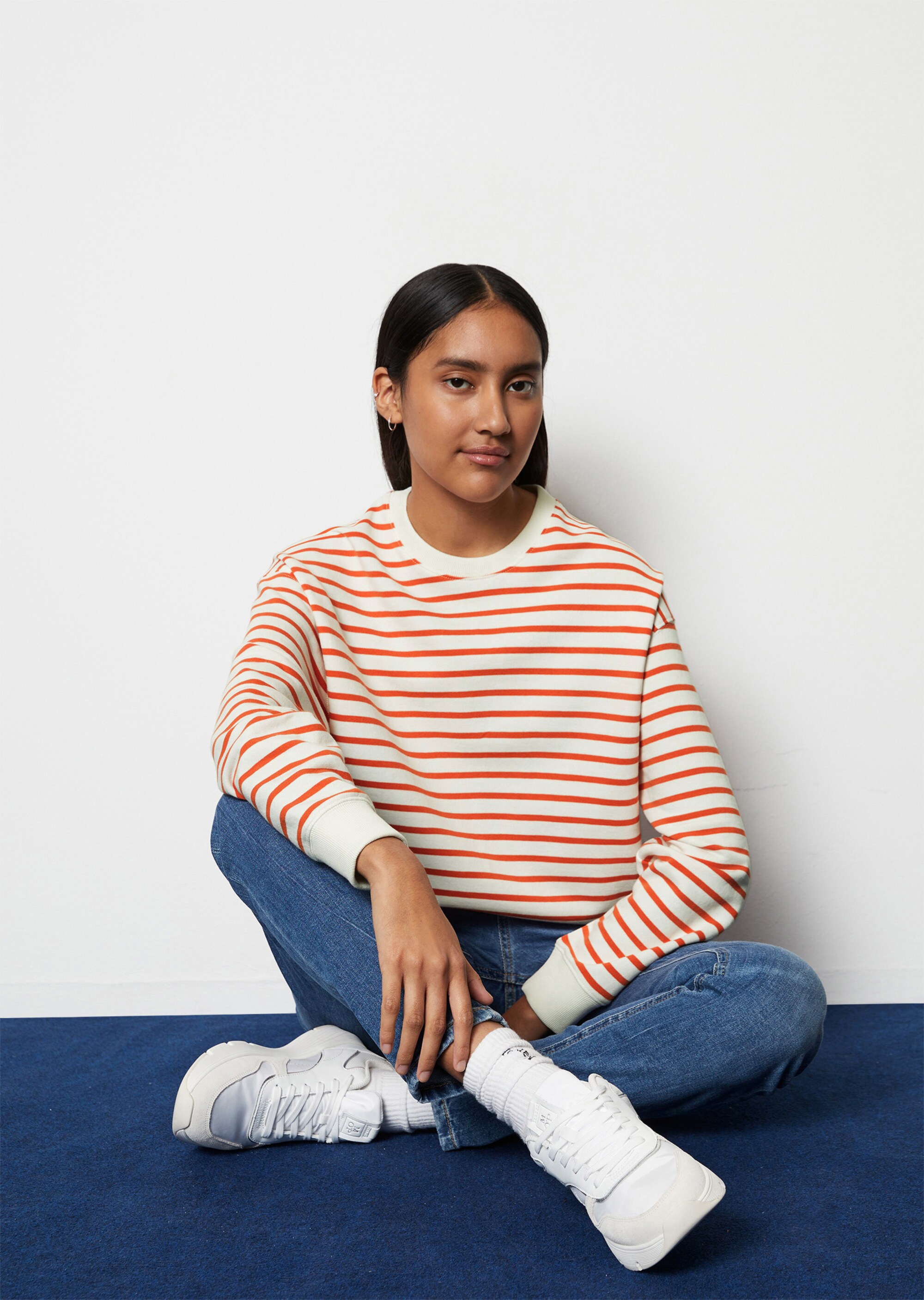 Geringeltes Sweatshirt oversizeaus reinem Organic Cotton