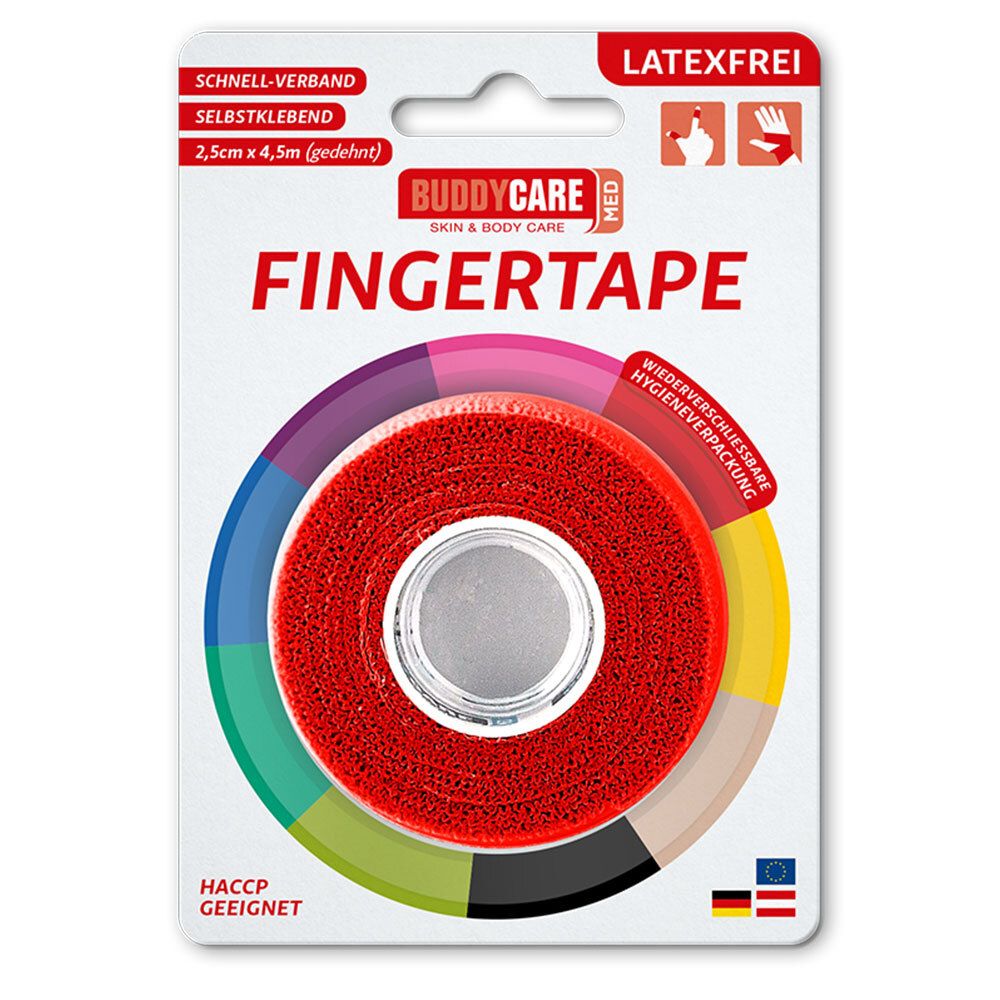 BUDDYCARE® MED Fingertape ROT 2,5cmx4,5m Latexfrei
