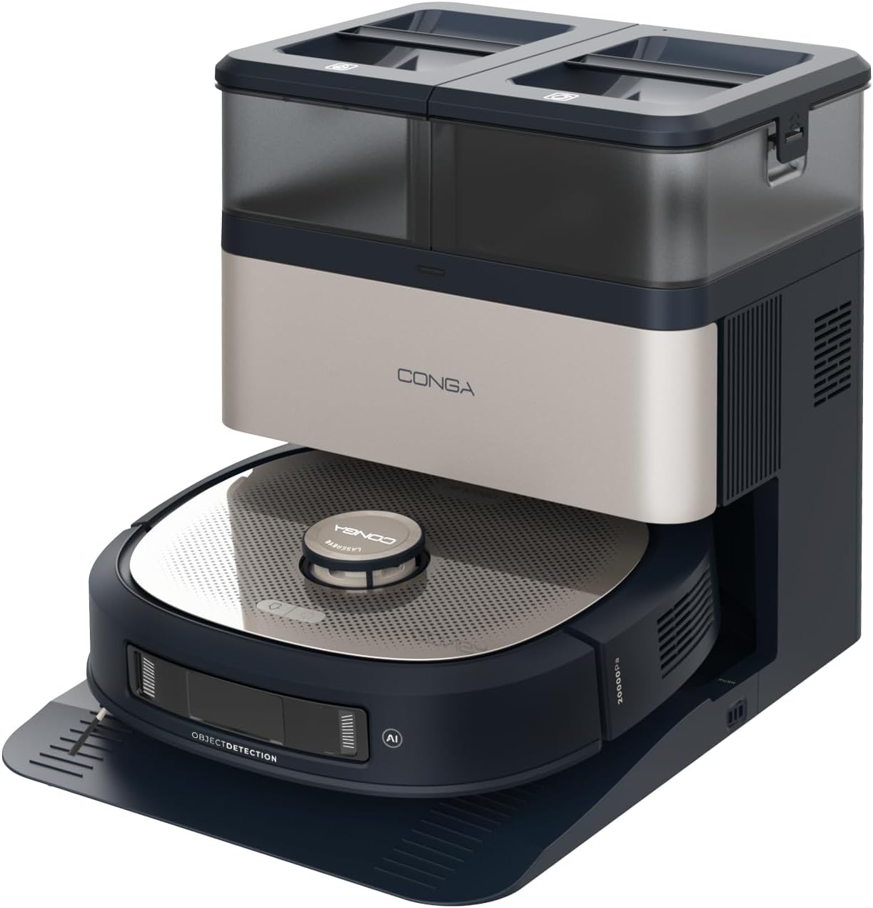 Cecotec Saugroboter und Wischroboter mit Selbstentleerungsstation, KI und Laser Conga Z100 X-Treme. Lasernavigation und Künstliche Intelligenz, 20000Pa, Professionelles Wischen, XXL Bimaterial-Mopp