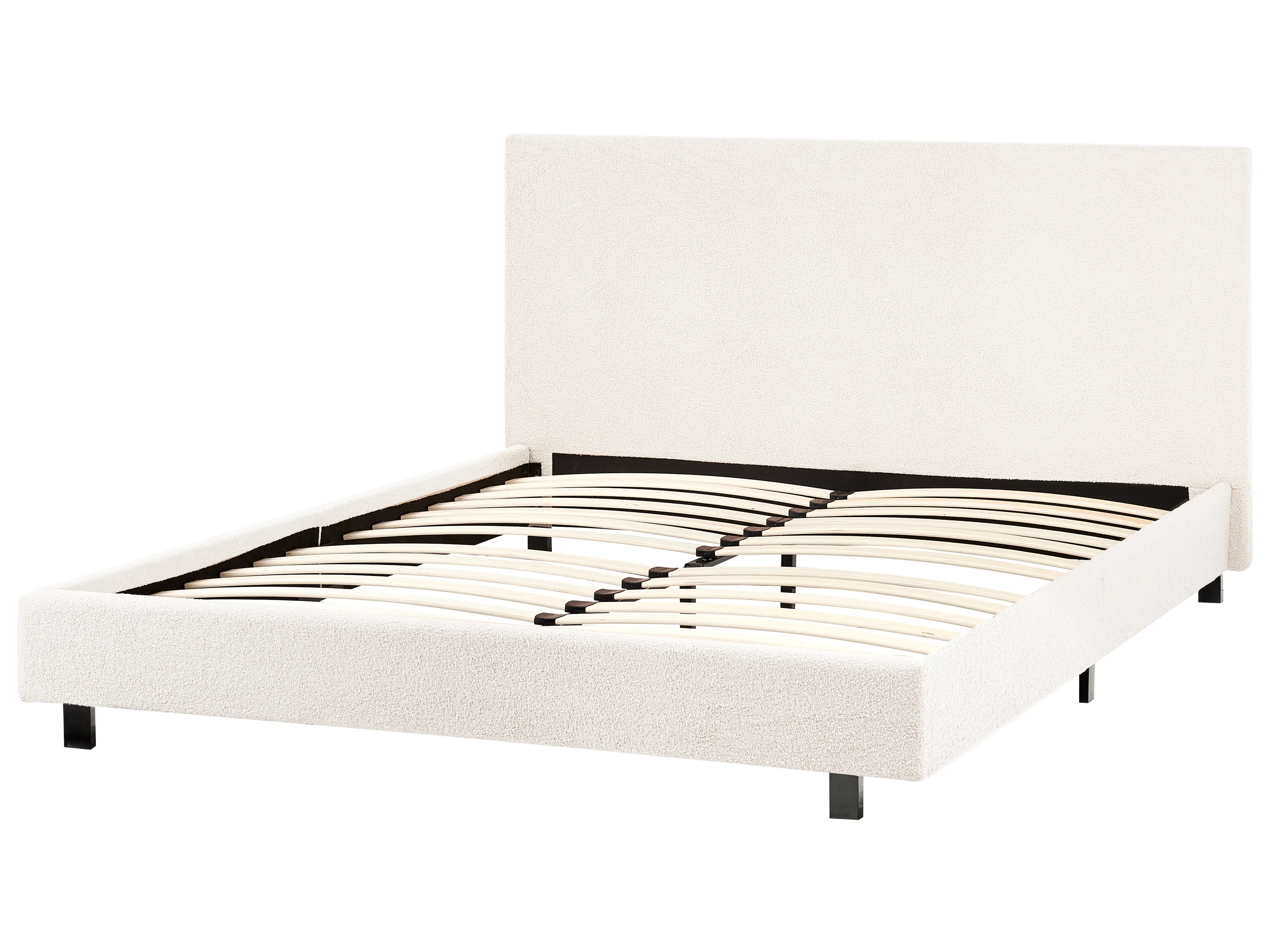 Bed Bouclé ALBI 140 x 200 cm Gebroken wit