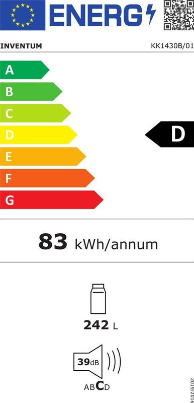 Inventum - KK1430B - Koelkast - Zwart - 242 Liter - Vrijstaand - Energielabel D
