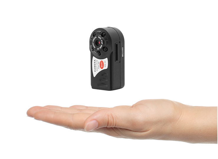 (45x25mm) Mini USB Wifi Kamera mit Infrarot LED Nachtsicht / Bewegungserkennung / MicroSD   Halterung (iOS/Android) - Schwarz