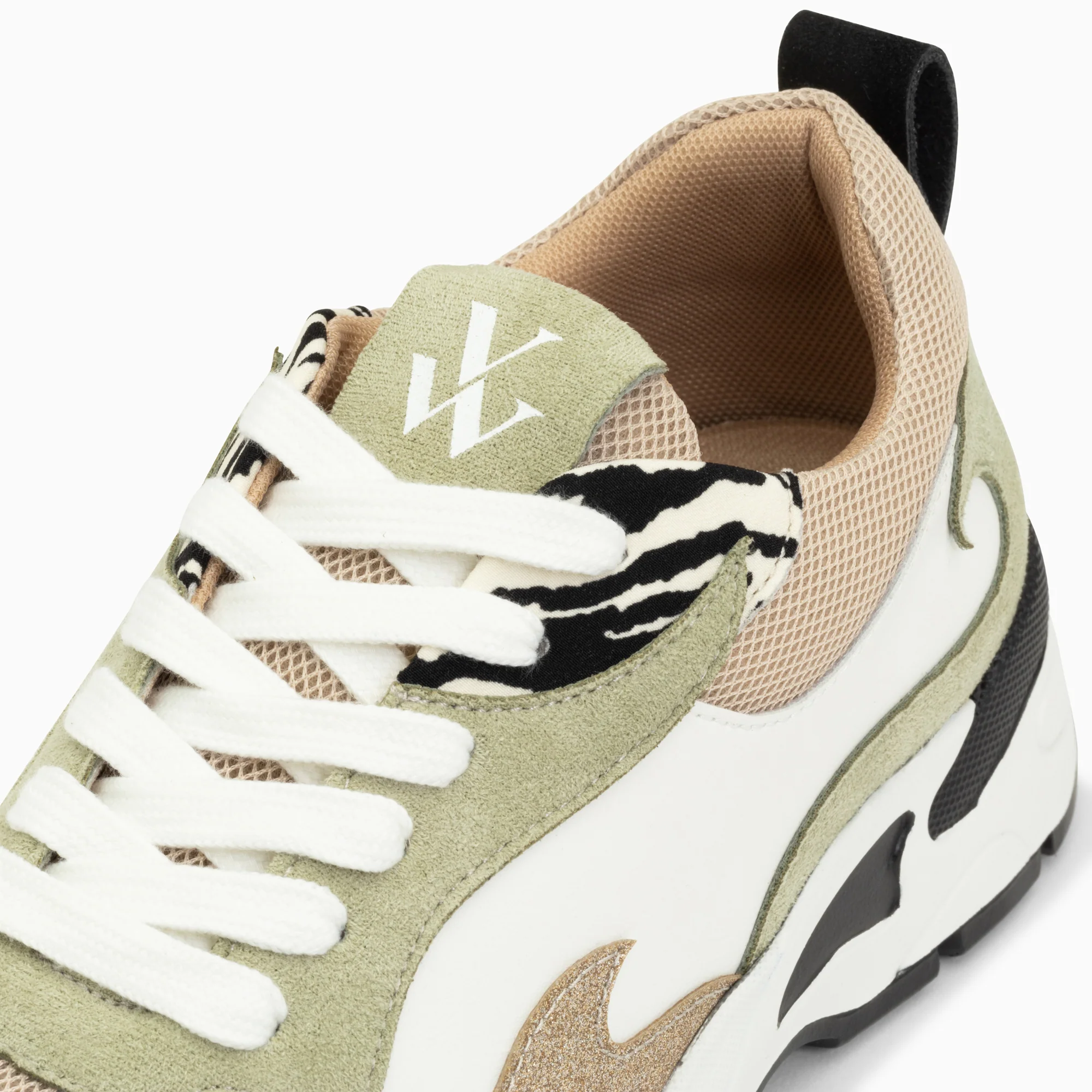 Sneakers-Baskets flamme Anita kaki et noir