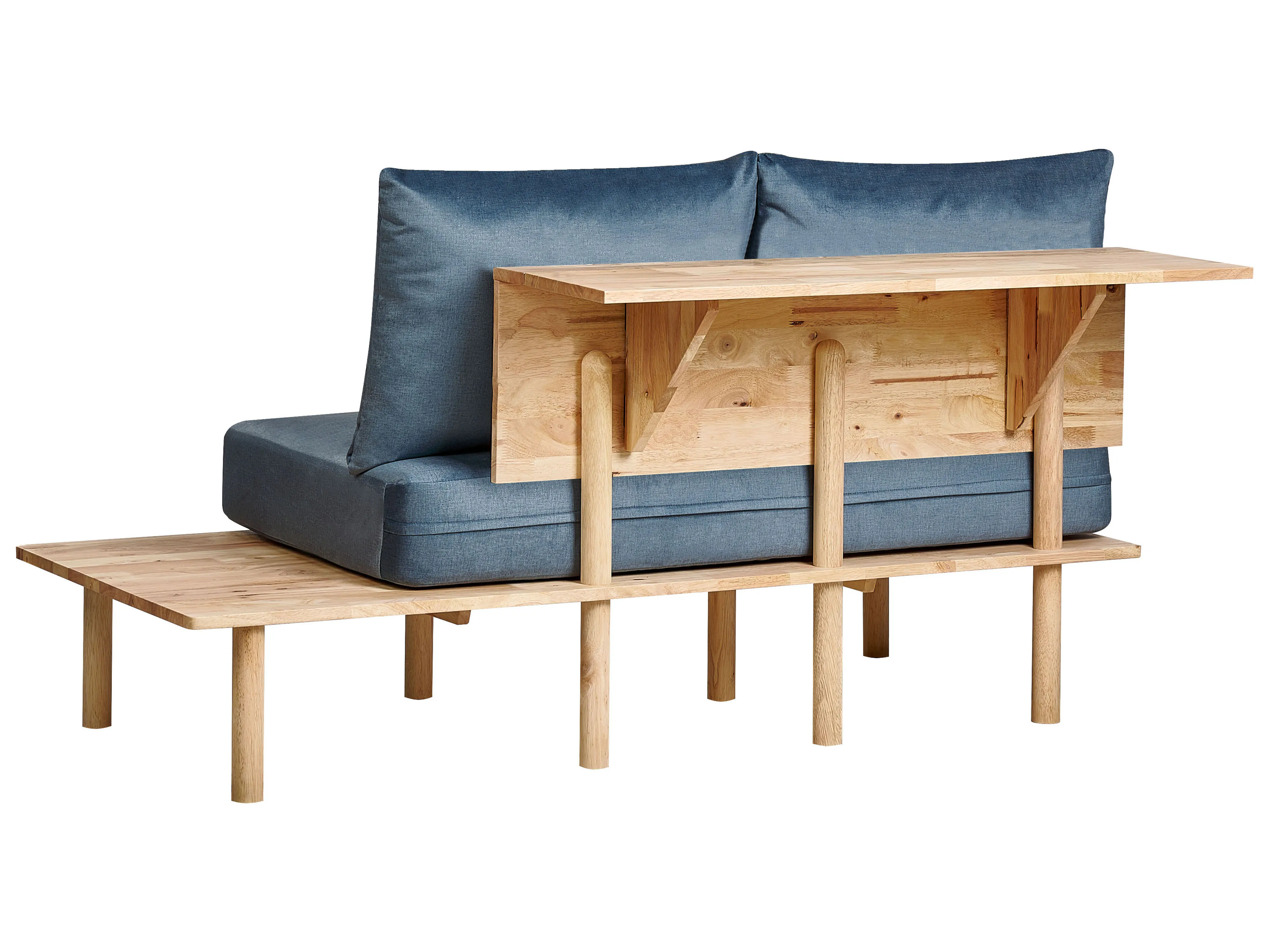 Bank 2-zits SALO Stof Blauw met tafels
