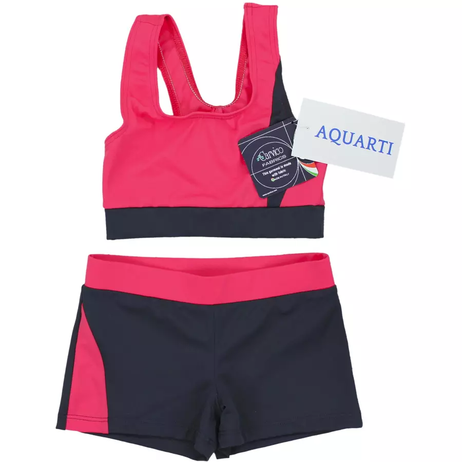 Aquarti Mädchen Sport Bikini - Racerback Bustier & Badehose dunkelgrau