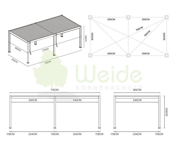 Weide Deluxe Pergola Voll-Alu, ca.