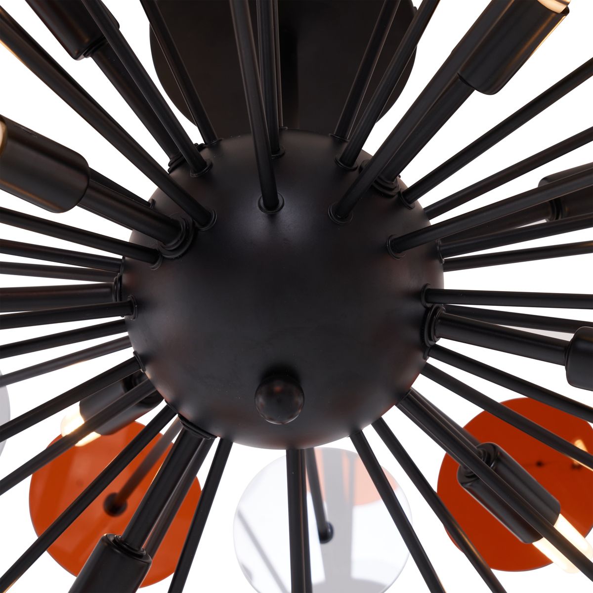 Art Deco plafondlamp zwart met amber en smoke - Atomic
