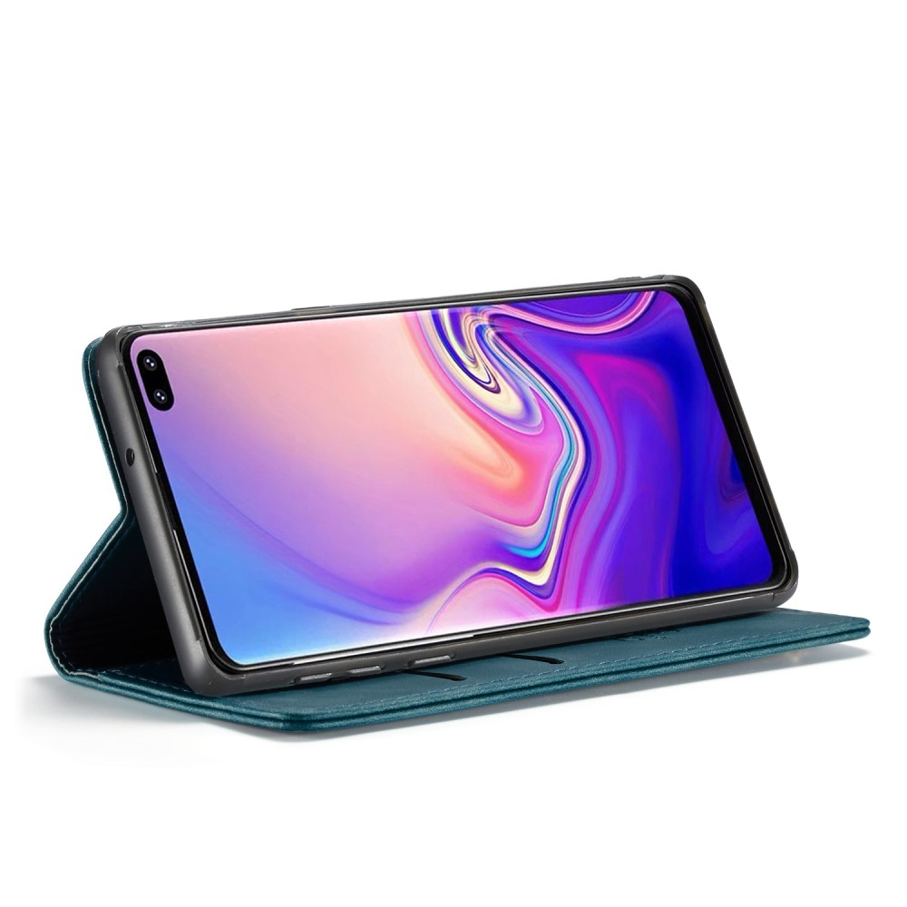 Samsung Galaxy S10 Leder Tasche Flip Wallet Etui mit Kartenfächern - Blaugrün