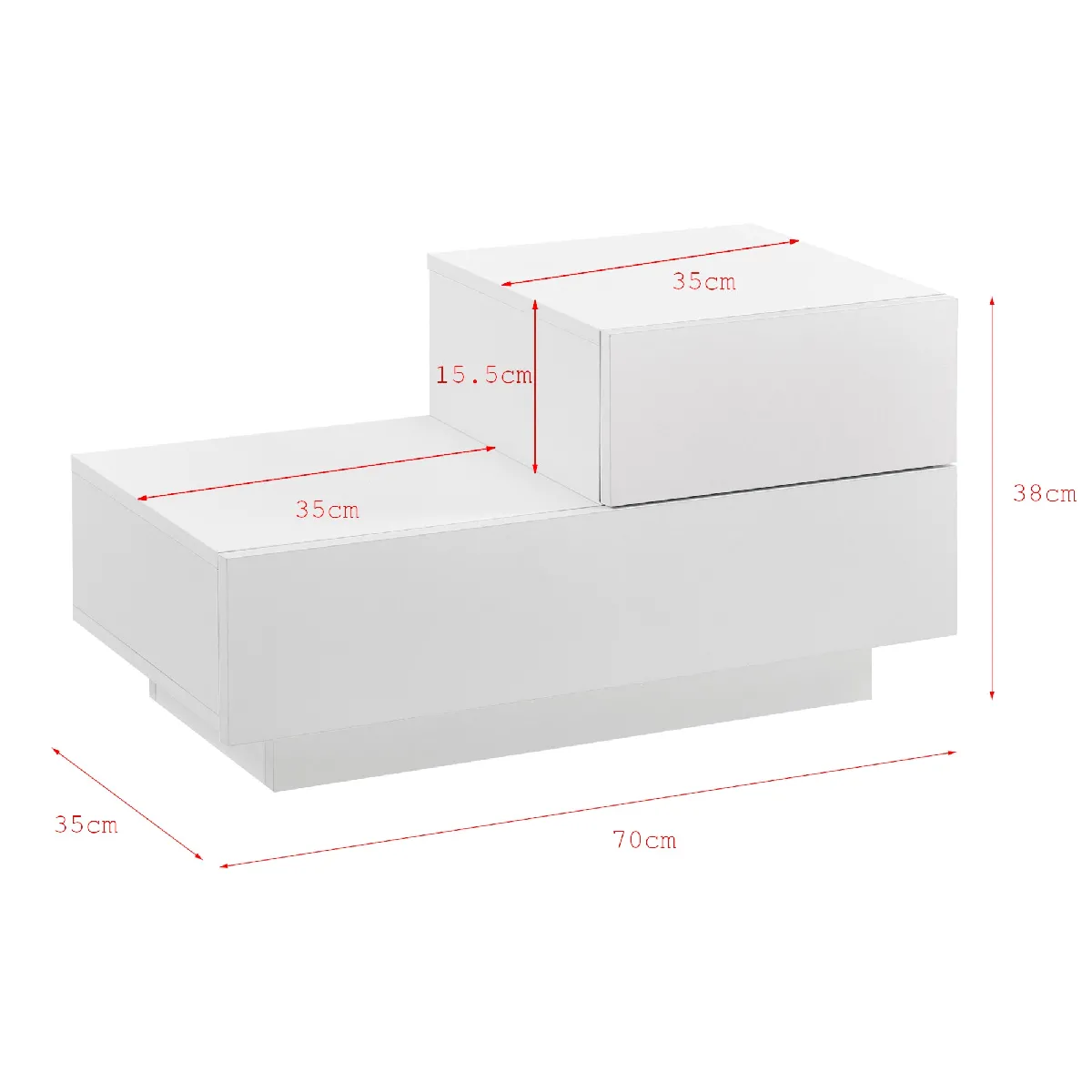 Helloshop26 Table de nuit élégante 38 x 70 x 35 cm - Blanc Mat