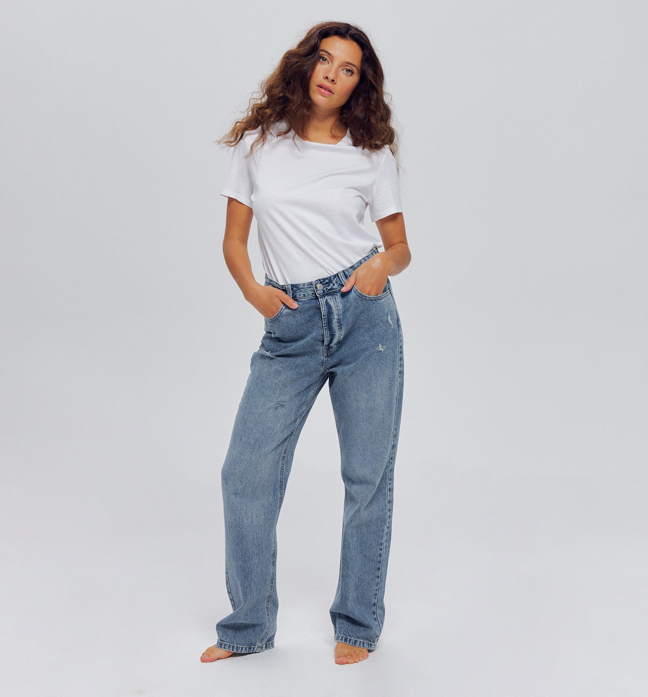 Jean large baggy taille basse - Jean moyen