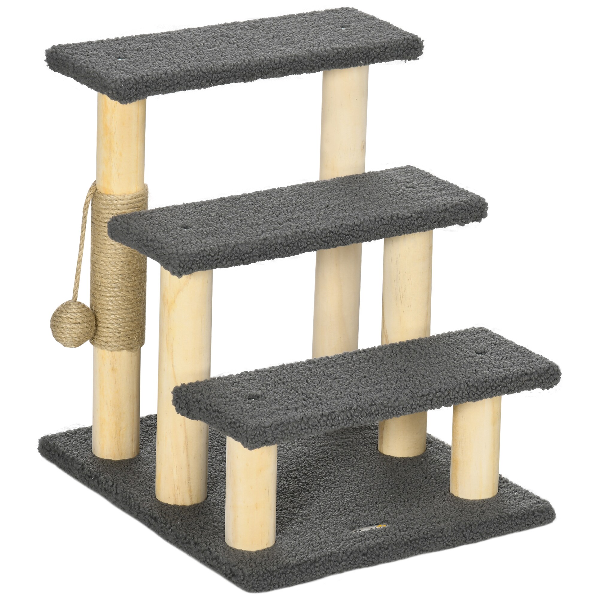 PawHut Kratzbaum mit Spielball grau, natur 45L x 40B x 48H cm