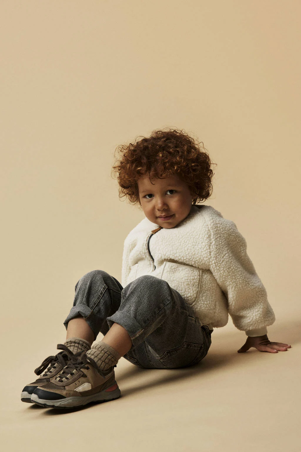 LIL' ATELIER teddy jas offwhite/dino