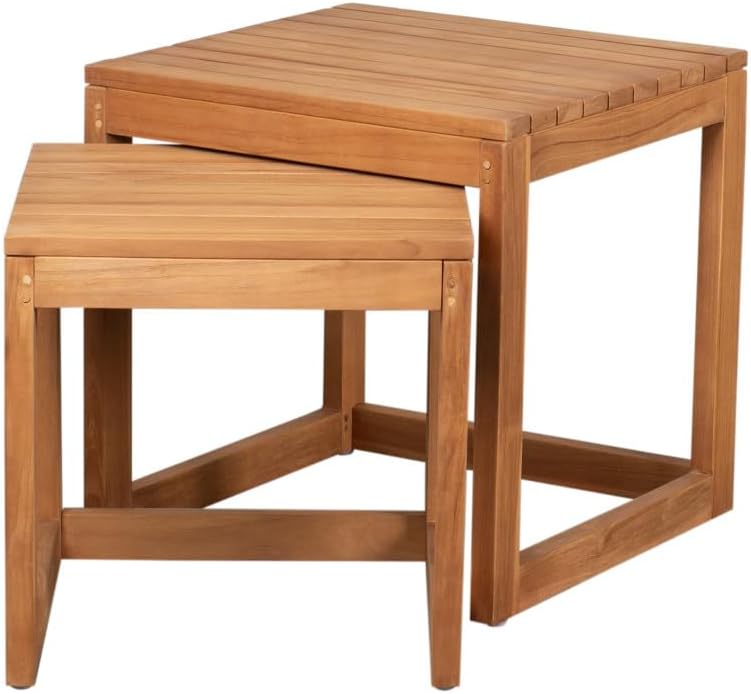 Gartenmöbelset Teak Deckchair Yacht & Beistelltisch Verwood 2er Set | 2X Gartenliege Massivholz verstellbar | Premium Relaxliege Teakholz | Yachtmöbel Sonnenliege Set Outdoor