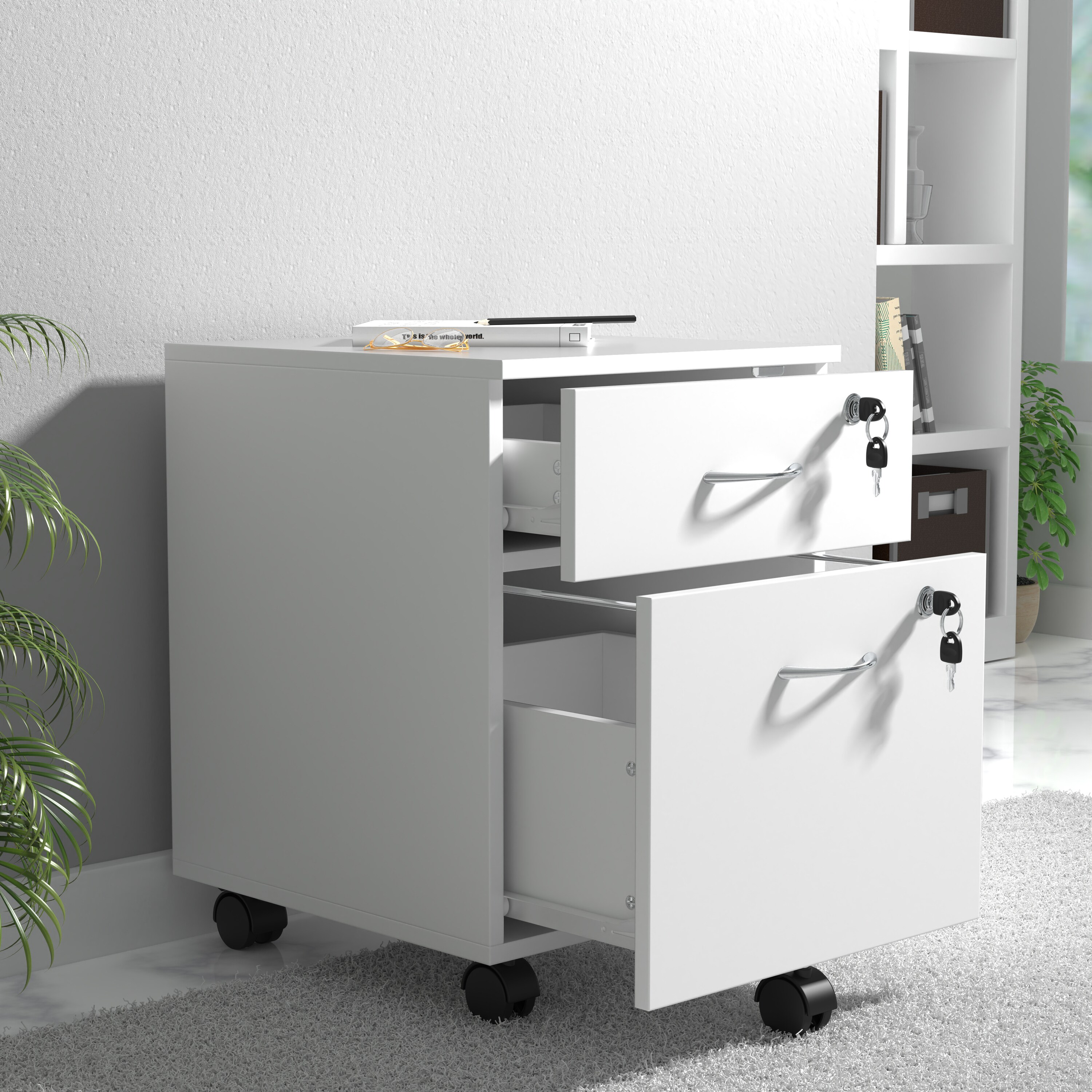 VCM Rollcontainer Beistellcontainer Bürocontainer Rollen rollbar Schublade Hängeregistratur Baula M