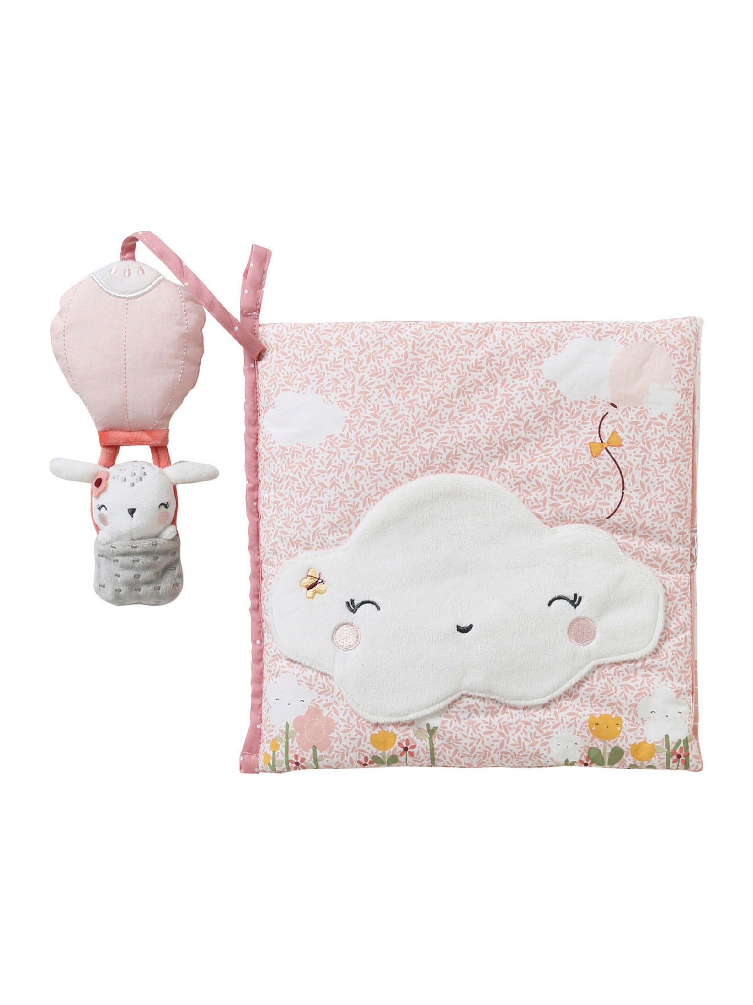 Vertbaudet Baby Stoffbuch mit Plüschtieren ROSA WELT mehrfarbig