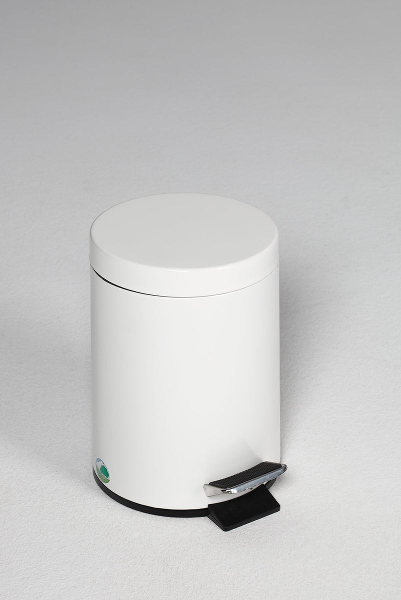 PROREGAL Robuuste pedaalemmer met binnenemmer en handgreep, 12 liter, HxBxD 40 x 25 x 25 cm, gegalvaniseerd staal, wit