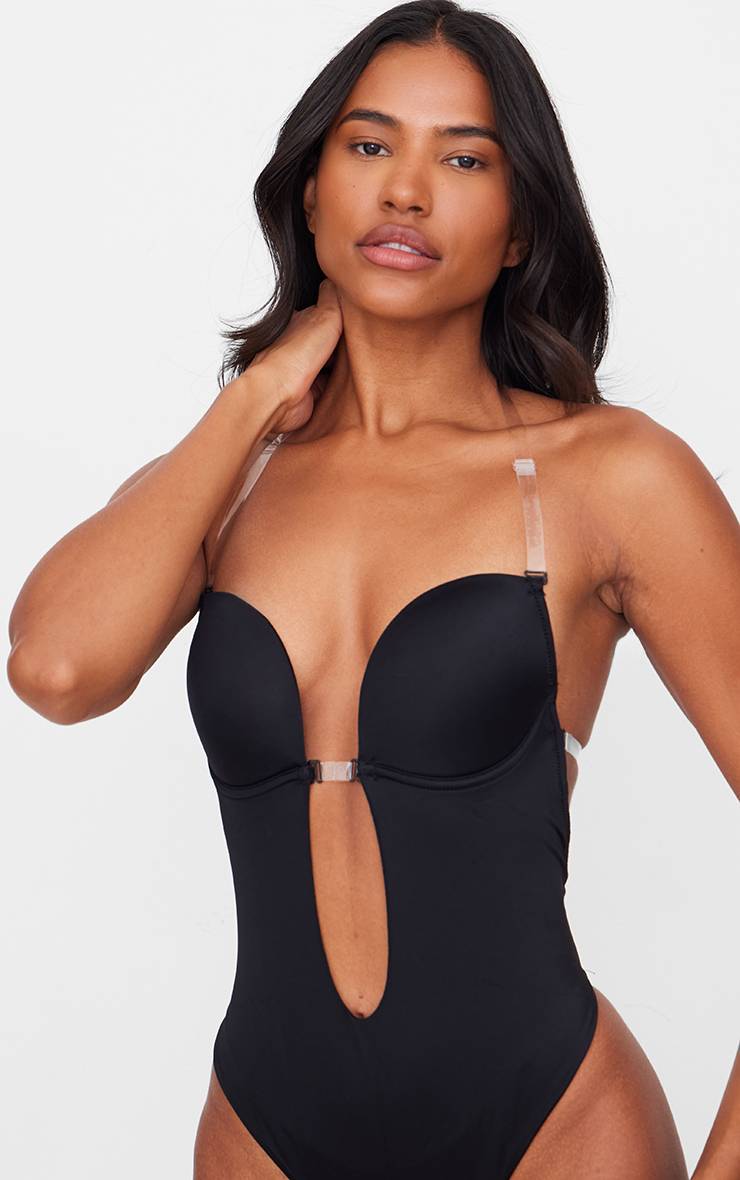 Noir Body Gainant À Décolleté Plongeant