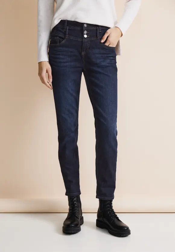 Casual Fit Mom Jeans - dark blue soft wash