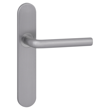 Karwei deurkruk set Gino ovaal blind schild RVS look aluminium