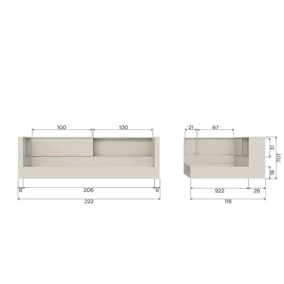 WOOOD Carter Bedbank - Grenenhout - Wit - 90x200