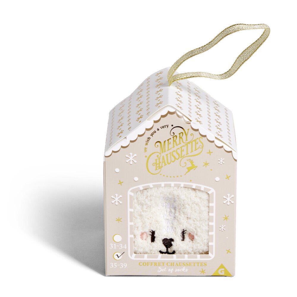 Chaussettes lapin mixte beige et rose - Taille unique